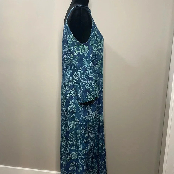 Soft Surroundings Green and Blue Floral Print Cold Shoulder Maxi Dress - Picture 10 of 15